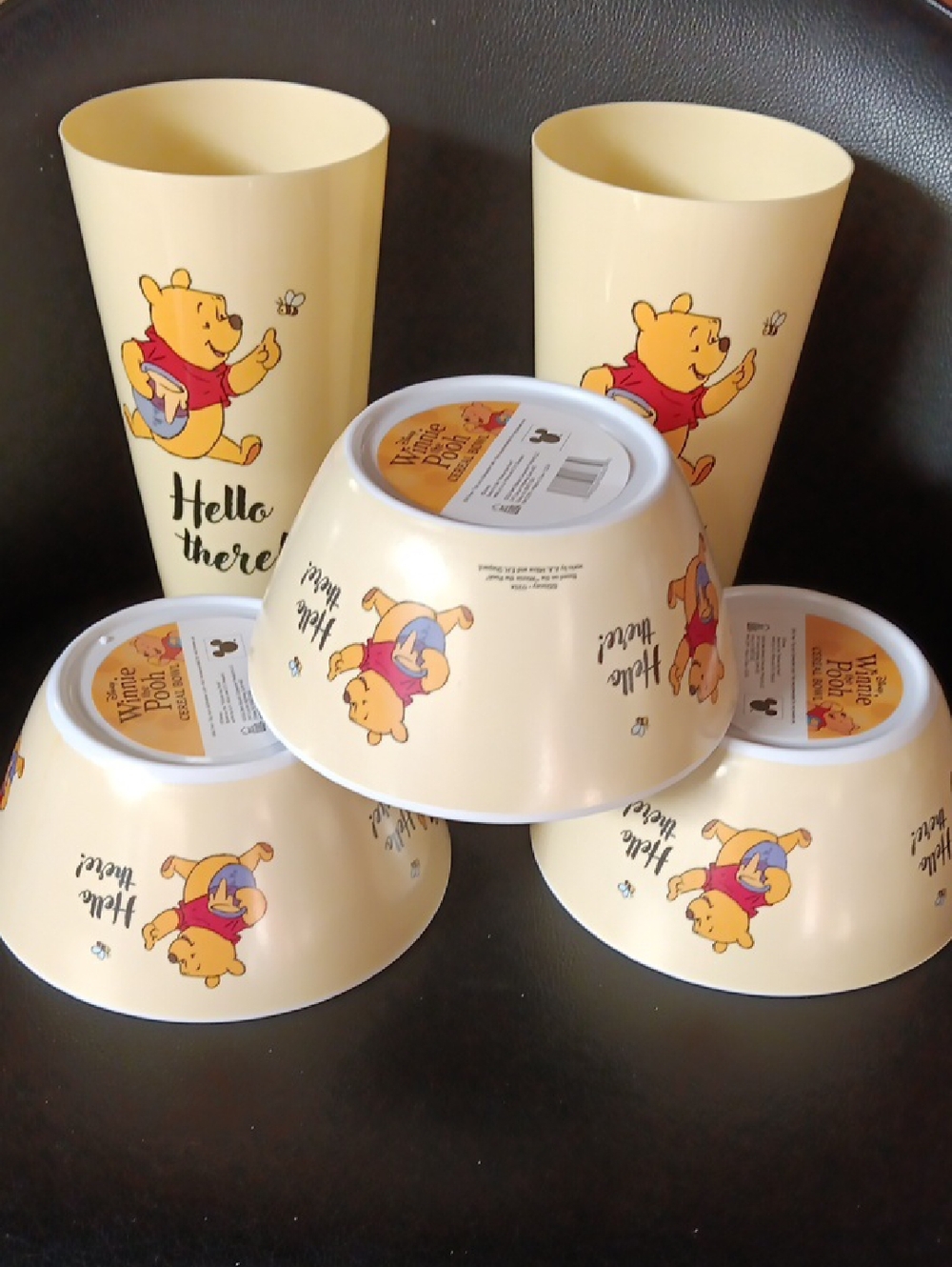 5 pcs Winnie the Pooh Kids Cups & Bowls Set - NEW
